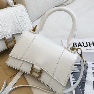 "B" Mini Hourglass Top Handle Bag